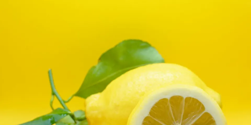 Limones frescos sobre fondo amarillo