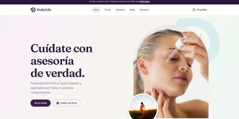 Página de inicio del nuevo sitio web de DollyLife